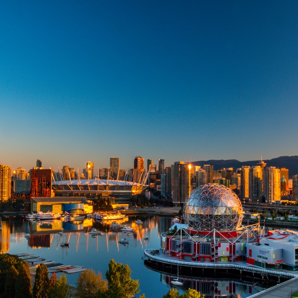 Science World and rogers Arena in Sunny Vancouver