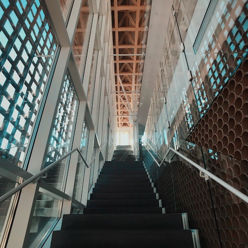 Glass railing staircase